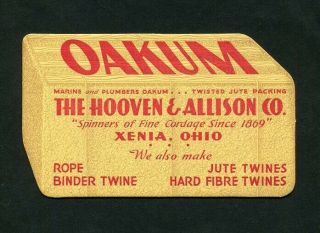 C1920 Vintage Die - Cut Advertising Blotter Hooven & Allison Co.  Xenia,  Oh Ohio