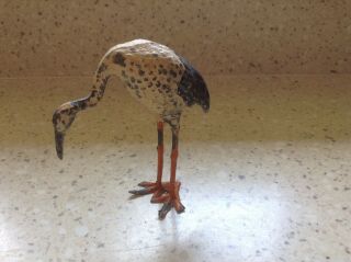 Vintage Painted Metal Crane Bird Figure