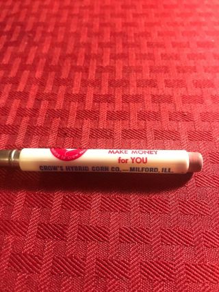 Vintage Advertising Bullet Pencil - Crow ' s Hybrid Corn Milford Illinois IL 3