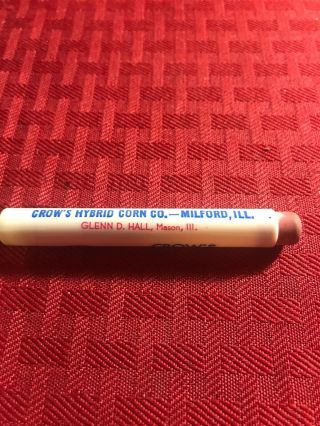 Vintage Advertising Bullet Pencil - Crow ' s Hybrid Corn Milford Illinois IL 4