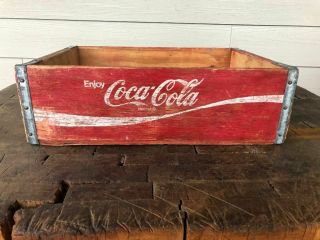 Vintage Enjoy Coca - Cola Wood Box Crate With Graphics Jonesboro Ark