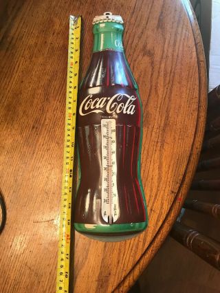 Vintage Coca Cola Bottle Thermometer Tca Trutemp 16 " Made In Usa
