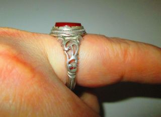 Vintage Middle East Islamic Silver Carnelian Agate Ring
