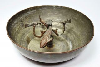 Antique Ottoman Empire Hannun Trick Bath House Bowl W/reticulated Fish C1900