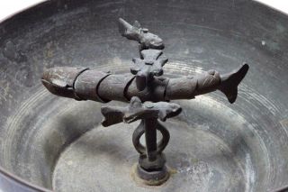 Antique Ottoman Empire Hannun Trick Bath House Bowl w/Reticulated Fish c1900 2