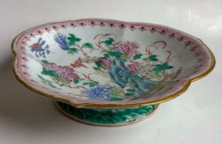Antique Chinese Famille Rose Footed Dish Straits Peranakan Nyonya Ware 6