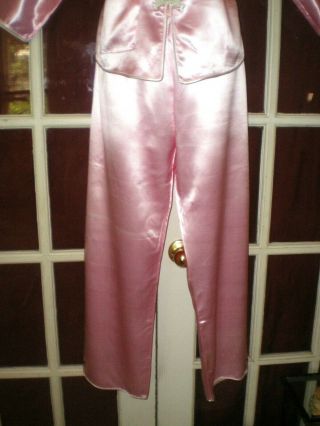 Stunning Old Chinese Pink Silk Jacket/Pants Outfit w/Embroidered Designs sz Lg 3