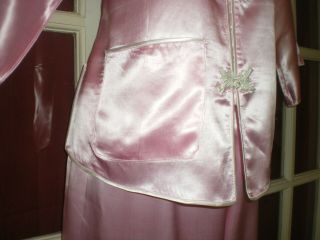Stunning Old Chinese Pink Silk Jacket/Pants Outfit w/Embroidered Designs sz Lg 7