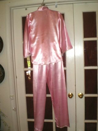 Stunning Old Chinese Pink Silk Jacket/Pants Outfit w/Embroidered Designs sz Lg 8