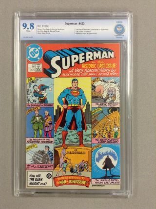 Superman 423,  Cgc 9.  8 (nm/m),  1986 Dc Comics,  Last Issue Before Adventures Begin