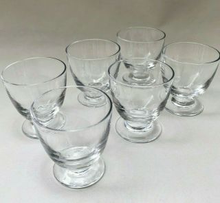 Vintage French Set Of Six Small Clear Glass Shot Glasses In