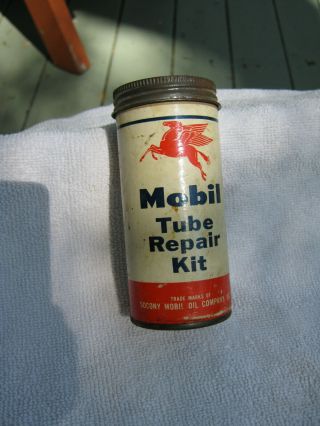 Vintage Mobile Oil Co Tire Tube Repair Patch Kit Tin
