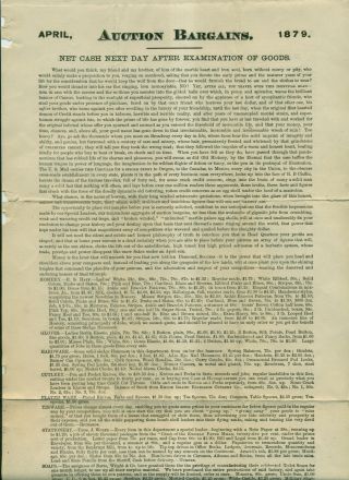 1879 C.  H.  B.  Rouss Bargains Monthly Circular - York City