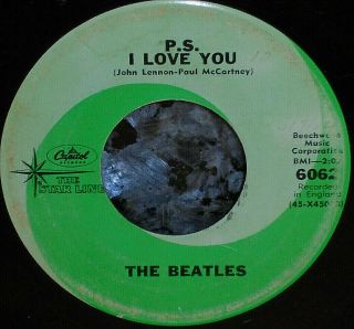 Rare Beatles 1965 Green Label Star Line " Love Me Do/ps I Love You " 45/sleeve