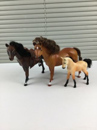 3 Grand Champion 7’ Tall Vintage Toy Plastic Brown Horse White Hair Toy Doll