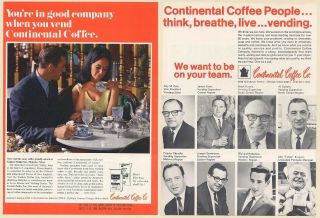 1968 Continental Coffee Served At Yankee Pedlar Inn Holyoke Ma Vending Trade Ad