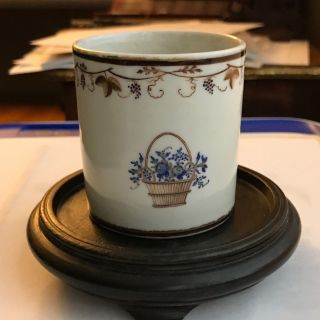 Antique Chinese Export Porcelain Tea Cup Fine Details18th C Grapes/bouquet Gilt -