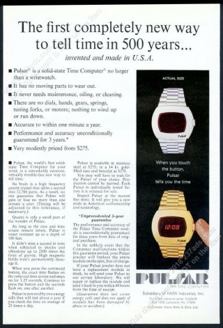 1973 Pulsar Led Digital Watch Time Computer Silver Gold Photo Vintage Print Ad