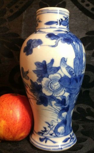 Fine Antique Chinese Blue And White Porcelain Vase Kangxi Revival 1900