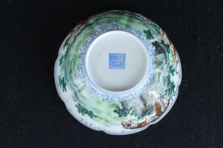 Egg shell porcelain Chinese export bowl with tigers and Rosewood foot 7