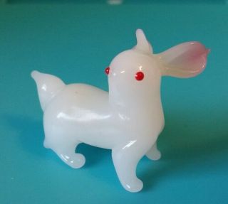 Miniature Red Ball Glass White Bunny Rabbit Forest Wild Animal Figurine Japan