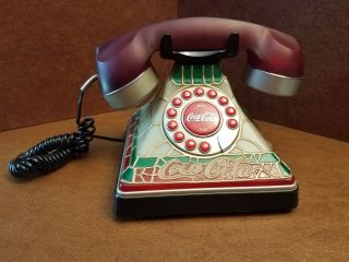 Coca Cola Stained Glass Look Light - Up Push Button Telephone