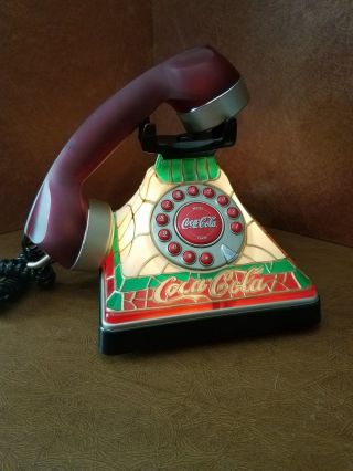Coca Cola Stained Glass Look Light - Up Push Button Telephone 3