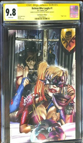Batman Who Laughs 1 Virgin Cover C Cgc Ss 9.  8 Signed By Jock & Snyder