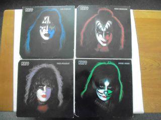 Kiss - 4 X U.  S.  Solo Albums With Posters,  Picture Inner Sleeves 1978