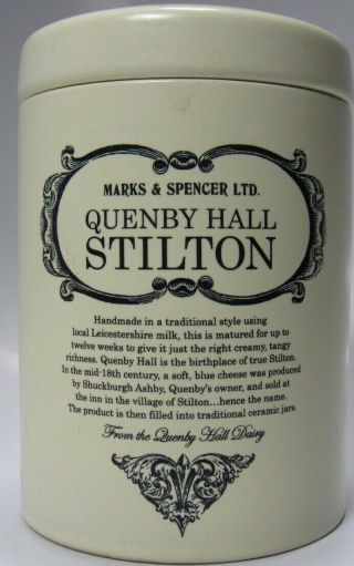 Vintage Quenby Stilton Cheese Stoneware Jar W.  Lid Marks & Spencer Ltd.