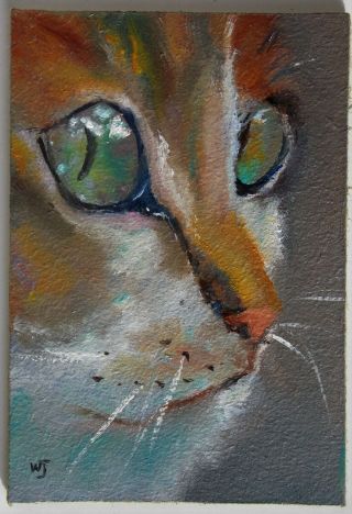 Aceo - William Jamison Miniature Oil Painting Ginger Cat Kitten