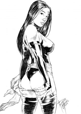 Psylocke X - Men By Ronaldo Mendes - Art Pinup Drawing Comic