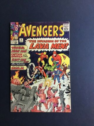 Avengers 5 The Invasion Of The Lava Men Hulk Thor May 1964.  99¢