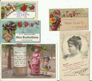 Group Of Advertising Omaha,  Nebr Victorian Trade Cards 1880 