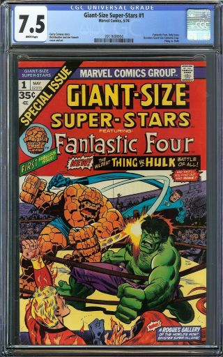Giant - Size - Stars 1 Cgc 7.  5 Fantastic Four Thing Vs Hulk Battle Cover