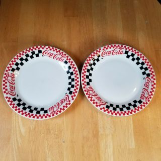Gibson China Coca Cola Dinnerware 1996 2 (two) Salad Plates Red White Black