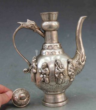 20.  3 cm /Chinese ancient copper hand - carved eight immortal dragon tea pot 2