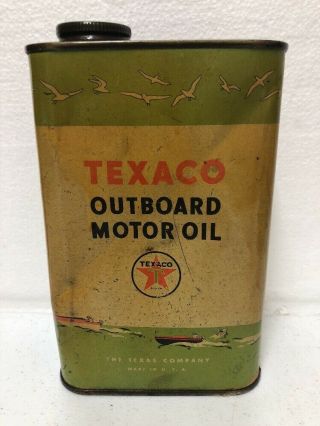 Very Old Texaco Outboard Motor Oil Quart Can Full
