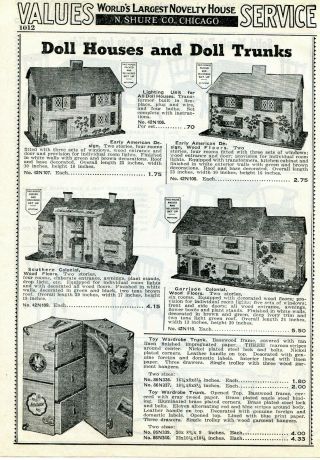 1940 Print Ad Of Doll Houses & Trunks Early American,  Southern Colonial Garrison