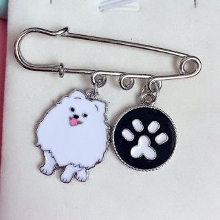 Eskie Pom Dog Collar Pomeranian Japanese American German Spitz Hund Pin Badge La