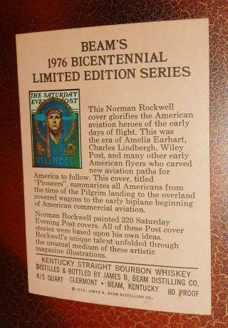 NORMAN ROCKWELL 1976 JIM BEAM BOTTLE EMPTY 