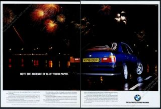 1993 Bmw M5 E34 Blue Car Photo Vintage European Print Ad
