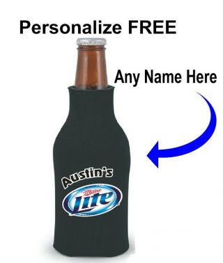Miller Lite 12oz Bottle Cooler - Personalized,  Miller Lite Bottle Cooler