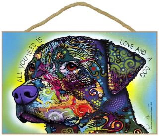 Rottweiler Sign - All You Need Is Love & A Dog 7 X 10.  5