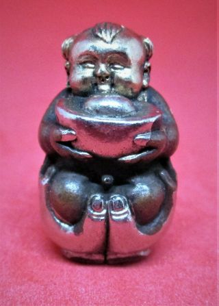 Japanese Bronze Meiji Period Ojime Young Buddha