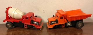 2 Vintage Marx Battery Operated Power Brute Cement & Baby Dump Truck Toy