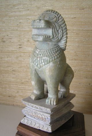 Stone Carved Khmer Temple Guardian Lion / Cambodia