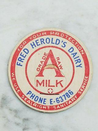 Vintage Fred Herolds Dairy Milk Cap Houston Texas