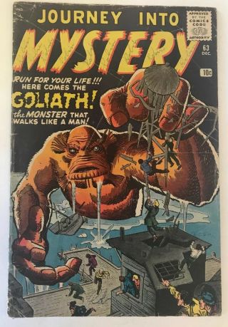 Journey Into Mystery 63 Marvel Comics 1960 Classic Jack Kirby Monster Gd/vg