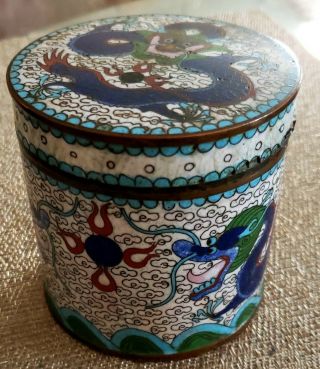 19th C Chinese Imperial Dragon Cloisonne Tea Opium Trinket Box